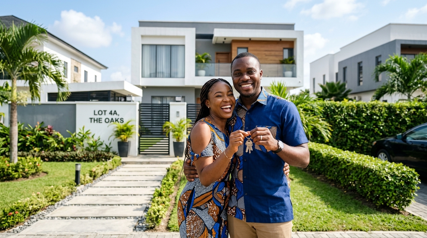Proud Nigerian Homeowners in their new estate